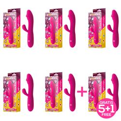 Pack 5+1 Candy Fucshia Vibrator USB Silicone