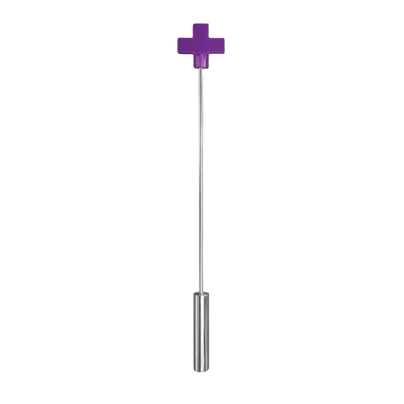 Shots Ouch! Whips and Paddles Leather Cross Tipped Crop Purple