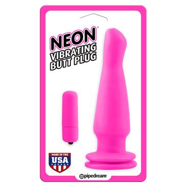 Neon  Vibrating Butt Plug-Pink