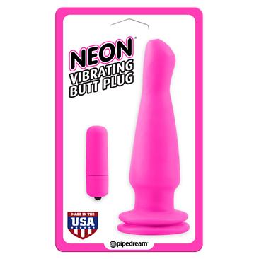 Neon Vibrating Butt Plug Pink