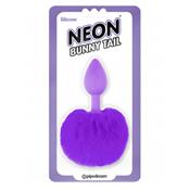 Neon Butt Plug Bunny Tail Purple