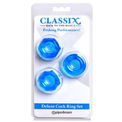 Deluxe Cock Ring Set of 3 Blue