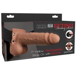 Elastic Strap-On with 7" Hollow Dildo 10 Functions Remote Control USB
