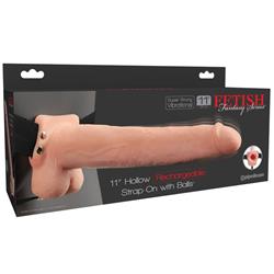Hollow Strap-On with Dildo with Vibration 11"