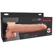 Hollow Strap-On with Dildo with Vibration 11"