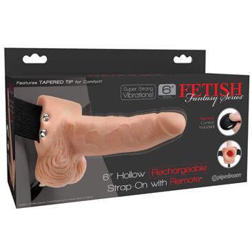Elastic Strap-On with 6" Hollow Dildo 10 Functions Remote Control USB
