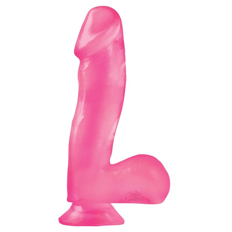 Basix Rubber Works ﾠ16,51 cm Dong and Testicles with Suction Cup - Colour Pink