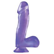 Basix Rubber Works 16,51 cm Dong and Testicles with Suction Cup - Colour Purple