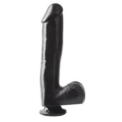 Basix Rubber Works  25,4 cm Dong and Testicles with Suction Cup - Colour Black