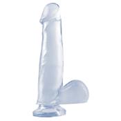 Dildo con Testículos y Ventosa - Transparente 19 cm