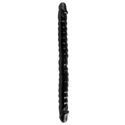 Basix Rubber Works  18" Ribbed Double Dong-Black
