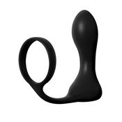 Anillo y Plug Anal Rechargeable Negro