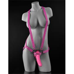 Suspender Harness with Dildo 19 cm-7" Pink