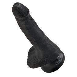 King Cock   6" Cock with Balls-Black