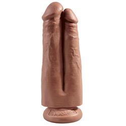 King Cock 7" Two Cocks One Hole Tan