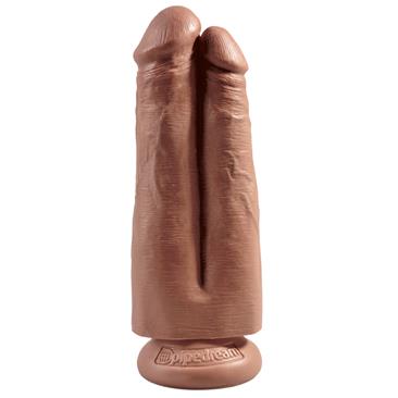 King Cock 7" Two Cocks One Hole Tan