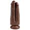 King Cock 7" Two Cocks One Hole Brown