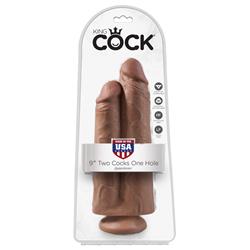 Double Dildo "Two Cocks One Hole" Tan 9"