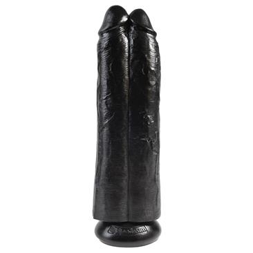 King Cock 11" Two Cocks One Hole - Black