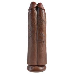 Double Dildo "Two Cocks One Hole" 11" Brown