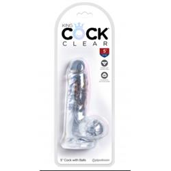 Realistic Dildo with Testicles 5" Clear