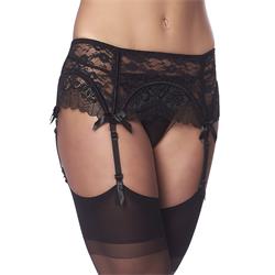 Garter Belt with Thong and Stockings Black