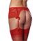 Garter Belt with Thong and Stockings Red