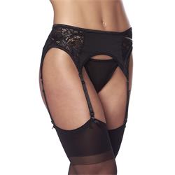 Garter Belt with Thong and Stockings Black