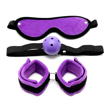 Soft mask, soft handcuffs and mouth gag-Adjustable