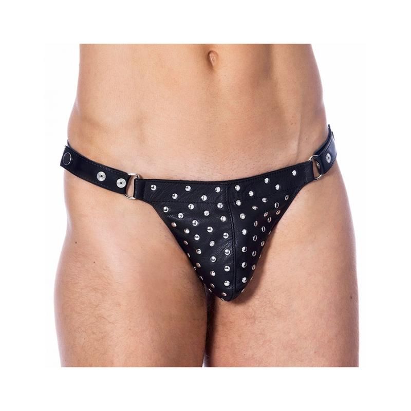 Leather G-string Adjustable with Rivets