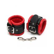 Esposas para Pies Cuero Negro y Rojo 7cm