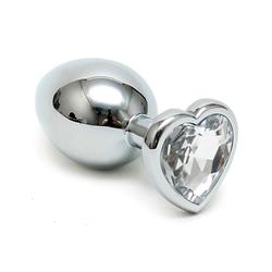 Butt Plug Plated Steel Crystal Heart Transparent