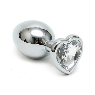 Butt Plug Plated Steel Crystal Heart Transparent