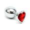 Butt Plug Plated Steel Crystal Heart Red