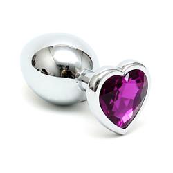 Butt Plug Plated Steel Crystal Heart Purple