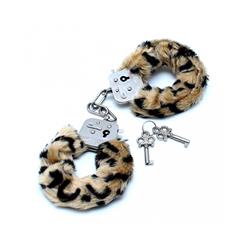 Police cuffs with soft leopard fur