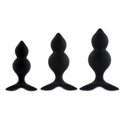 Bibi Twin Butt Plug Set 3 Pcs. Black