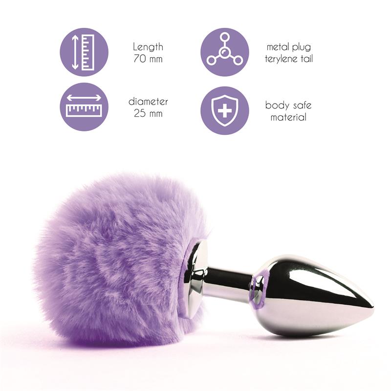 Bunny Tail Butt Plug with Tail Purple