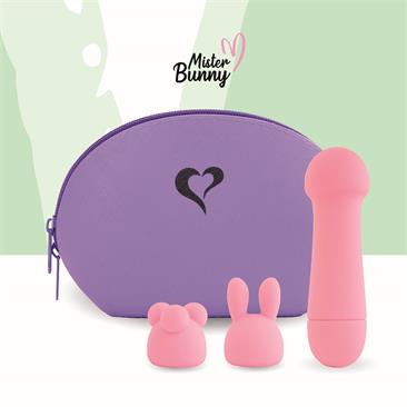 Mister Bunny Massage Vibrator with 2 Caps Pink