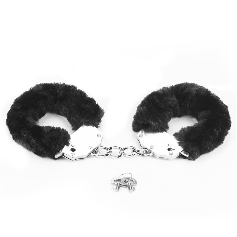 Furry Metal Handcuffs Black