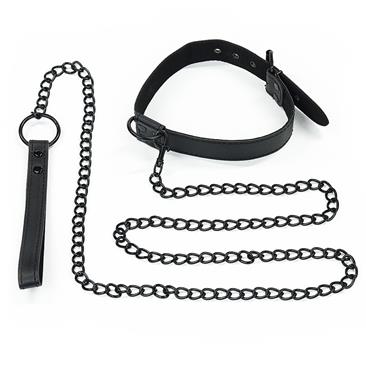 Collar With Leash-Black