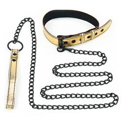 Collar With Leash-Gold