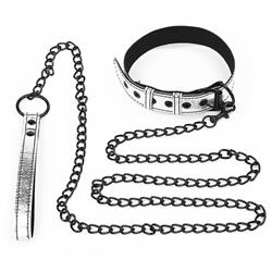 Collar With Leash-Silver