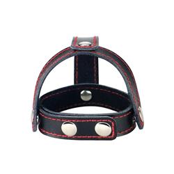 TStyle Leather Cockring With Ball Divider-Black