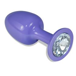 Metal Butt Plug Purple Rosebud with Clear Jewel