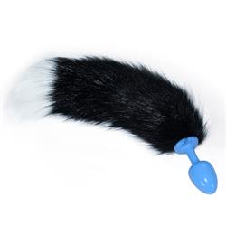 Blue Plug + Fox Tail-White+Black