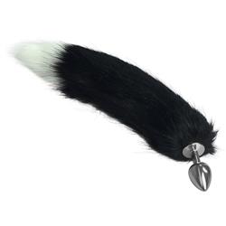 Small Silver Plug+ Fox Tail-White+Black