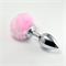 Large Silver Plug+Pompon-Pink