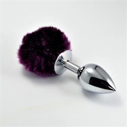 Large Silver Plug+Pompon-Purple