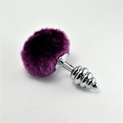 Silver Spiral Plug+Pompon-Purple